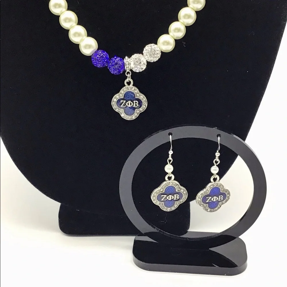 Zeta Phi Beta Necklace and Earring Set - Picture 2 of 9